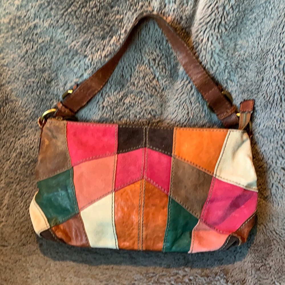 Leather & Suede Patchwork Handbag - image 1